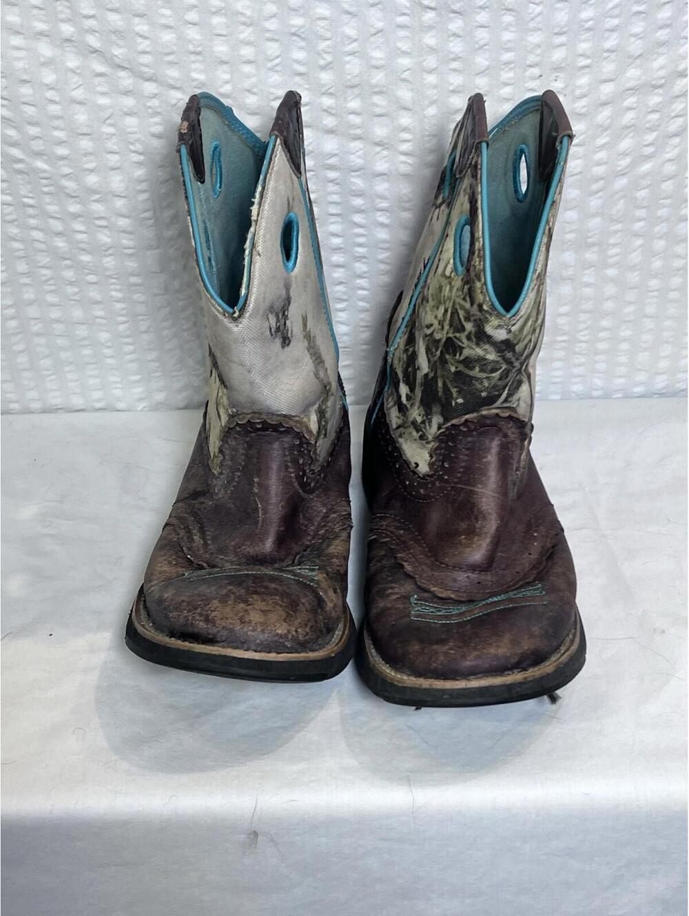 Ariat Fatbaby 10009503 Camo Turquoise Leather Western Cowboy Boots Women's 8.5B